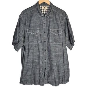 Woolrich Mens Gray Chambray Short Sleeve Button Up Shirt XXL‎